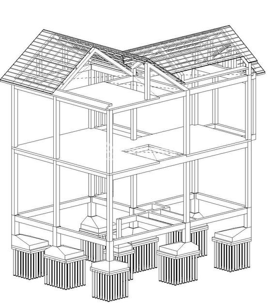 Roof structure in the housing construction model
